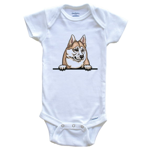 Norwegian Buhund Dog Breed Cute Baby Bodysuit, 0-3 months white