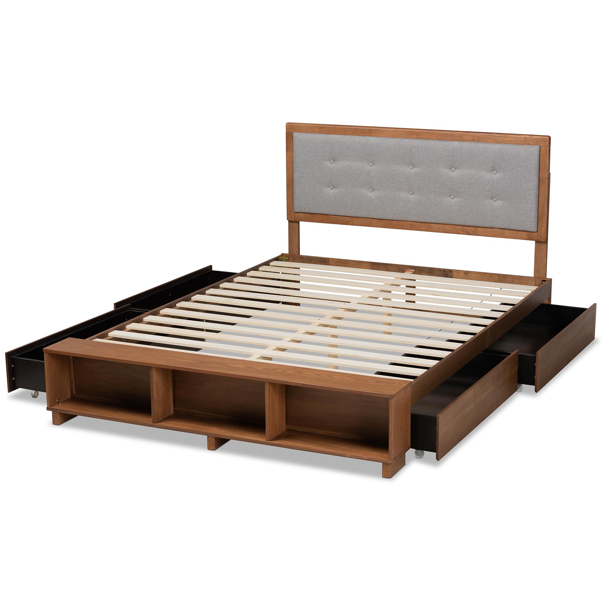 Baxton Studio Cosma Modern Transitional Ash Walnut Brown Finished Wood 4-Drawer Full Size Platform Storage Bed