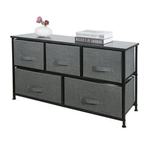 2 Tiers Sturdy Steel Frame Wide Dresser Storage Tower - Ideal for Bedroom Hallway, Entryway, Closets Storing - Gray