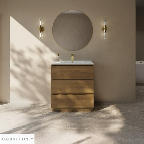 Liberte 30" Freestanding Bathroom Vanity Cabinet without Top in Brown Oak