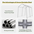 thumbnail image 4 of Aoxun 6x8 FT Portable Carport Shed, Waterproof Outdoor Storage Tent with Zipper Door for Garden Tools, Bicycle, Motorcycle, Generator Cover, White, 4 of 9