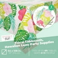 thumbnail image 2 of 3 Pack Tropical Plastic Tablecloth, Hibiscus Floral Table Cover for Hawaiian Luau Party Supplies Decorations, 54" x 108", 2 of 7
