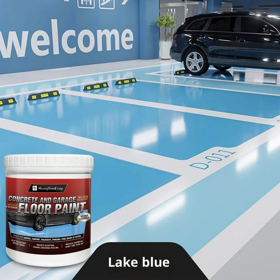 Professional Floor Coating Kit (1 Gallon, Lake Blue) | Polycuramine Acrylic Epoxy for Concrete | Interior Use on Garages, Basements, Workshops | High Gloss, Durable