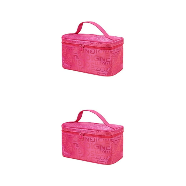 Wweixi Cosmetic Bag Make Up Storage Toiletry Letter Pattern Large Capacity Multifunction Zipper Wash Pouch Beauty Travel rose red 2Set
