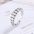thumbnail image 3 of Black and White Checkerboard Ring Adjustable Open Ring Birthday, Wedding, Fits Sizes 5-11, 3 of 5