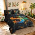 thumbnail image 2 of meiyoeat Dinosaur S Initial Twin Bedding, Cartoon Animals Bedding Comforter Set for Boys Girls, Black Reversible, 7 Pieces, 2 of 6