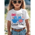 thumbnail image 1 of Red White & Blue Cousin Crew 4th of July Kids USA Fashion Glasses Graphic T-Shirt - Cotton, Short Sleeve, Round Neck, Summer Casual Tee with American Flag Design, Cute T Shirts, 1 of 6