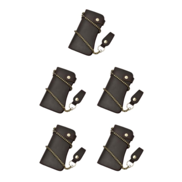 Cartera de cuero Sonducket para hombre con cadena y cremallera, tarjetero, bolsillo Retro, color Marron oscuro