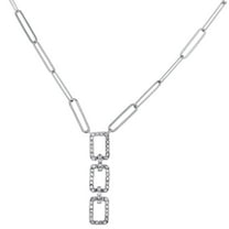 10K White Gold Diamond Dangle Charm Necklace Paper Clip Link Chain 18" 0.25 Ct.