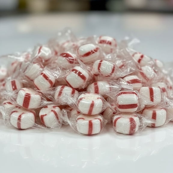 SweetGourmet Triple-Distilled Peppermint Oil, Soft Mint Puffs Candy, Clear Wrapped, Gluten-Free, Kosher, Pure Cane Sugar, 2 Pound Bulk Bag