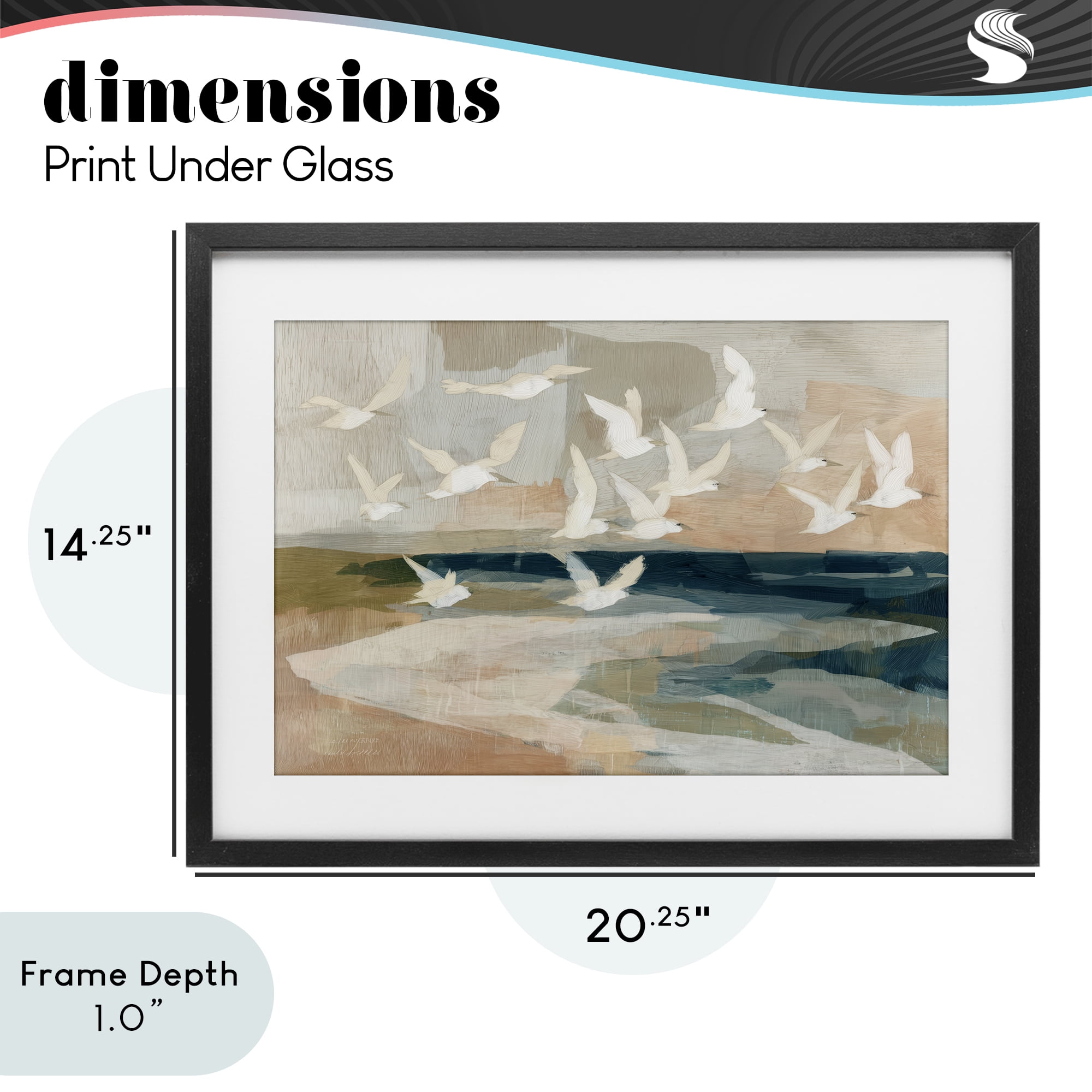 Stupell Industries Birds in Flight Over Water Black Framed Print Under Glass, design by Chromatic Storm Studio