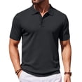 thumbnail image 2 of Delconic Men’s Classic Short Sleeve Polo Shirt with Turn Down Collar Button Closure for Business and Casual Wear Black 2XL, 2 of 5