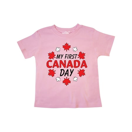

Inktastic My First Canada Day with Red and White Maple Leaves Gift Toddler Boy or Toddler Girl T-Shirt