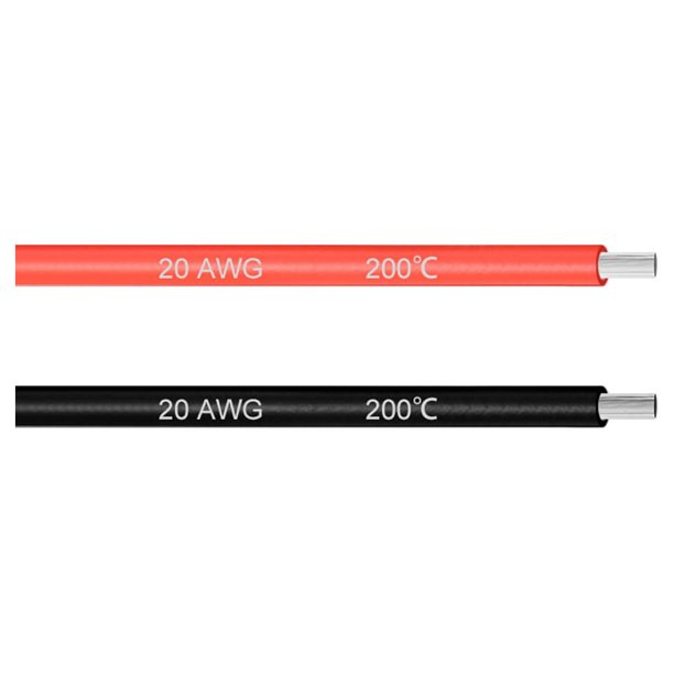 Cable de silicona de 20 AWG alambre eléctrico de 10 pies de cable de cobre trenzado negro y rojo