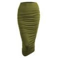 thumbnail image 1 of Made by Johnny Women's Slim fit Bodycon Party Club Night Out Elegant Ruched High Waist Long Pencil Skirt with Side Shirring XS OLIVE, 1 of 6