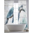 thumbnail image 5 of Summer Marine Sheer Curtains 108 Inch Long 2 Panels, Blue Turtle Seagrass Plank Texture Light Filtering Rod Pocket Curtains, Sheer Voile Drapes for Living Room Bedroom, 52"x108", 5 of 8