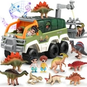 Dinosaur Toy Truck - Dinosaur Carrier with Music,with 8 pcs Dinosaur Toys，Kids Toy Gift Party Favor for Boys and Girls