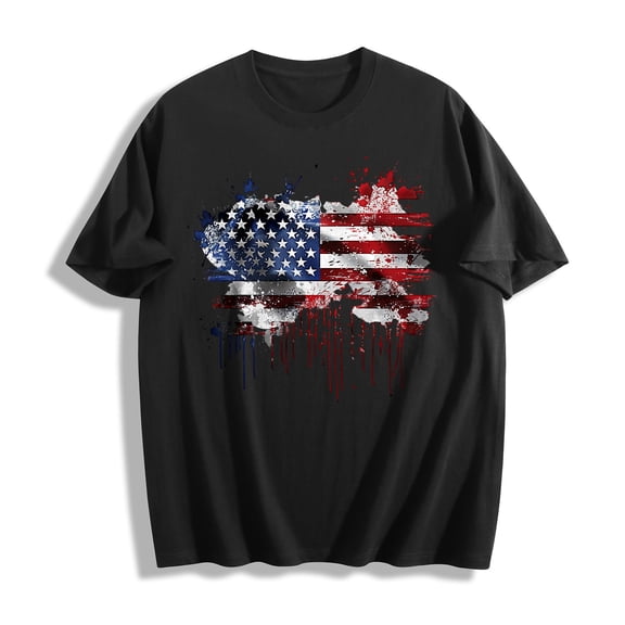 Vetsdori Mens Short Sleeve Tshirts Summer July 4th Pullover Independence Day Red White and Blue,American Flag Patriotic Shirts Outdoor Tops for Men