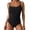 Black, variant on Minjewel Women's Swimwear: Swimsuit with Pads,High Neck and Plunge Design,Ideal for Summer Fashion and Beachwear,Black,S
