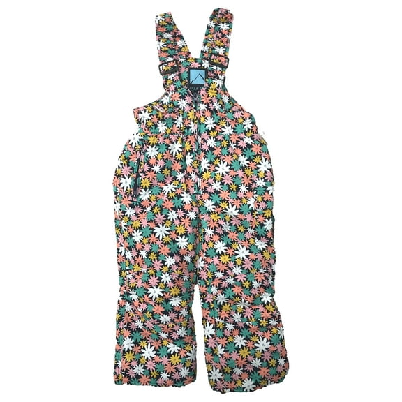 Iceburg Girls Colorful Pink & Green Floral Print Snow Bibs Ski Pants Large (7)