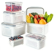 AVUX Food Storage Bins with Colander  A (3 Pcs) Airtight and Leak Proof Plastic Storage Saver Container Set for Fridge Organizer to Store Salad, Vegetables, Meat, Fruits and Frozen Food