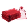 thumbnail image 1 of 100 piezas de bolsas de organza 4x6 pulgadas con cordón, bolsas de favor de malla transparente color rojo oscuro, 1 of 7
