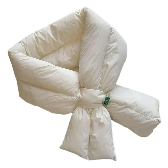 Women's Thick Padded Puffer Scarf Soft Lightweight Down Scarf Neck Warmer Solid Color Neck Wrap for Fall Winter Outdoor