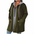 thumbnail image 5 of QUNYINEY Women Coats Coatigan Plus Size Green Overcoat Loose Fit Waffle Long Sleeve Hooded with Pockets Womens Jackets Trendy, 5 of 5