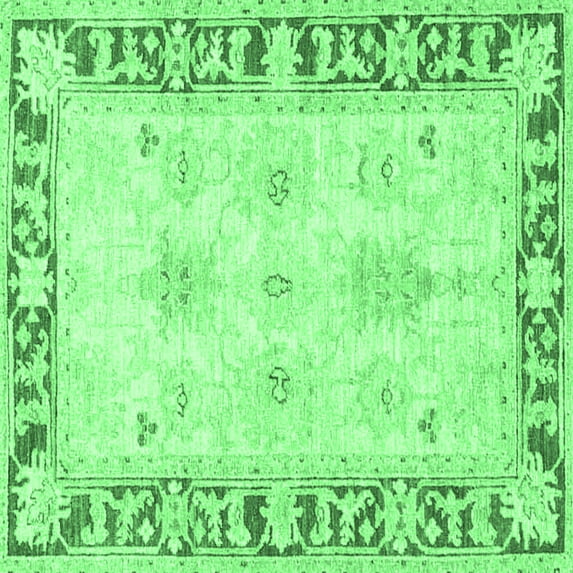 Ahgly Company Indoor Square Persian Emerald Green Traditional Area Rugs, 6' Square