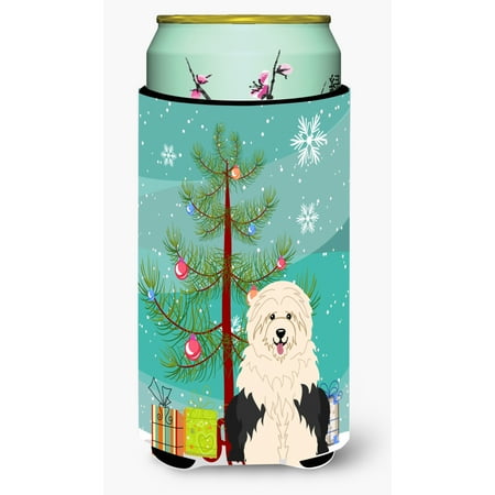

Carolines Treasures BB4221TBC Merry Christmas Tree Old English Sheepdog Tall Boy Beverage Insulator Hugger Tall Boy