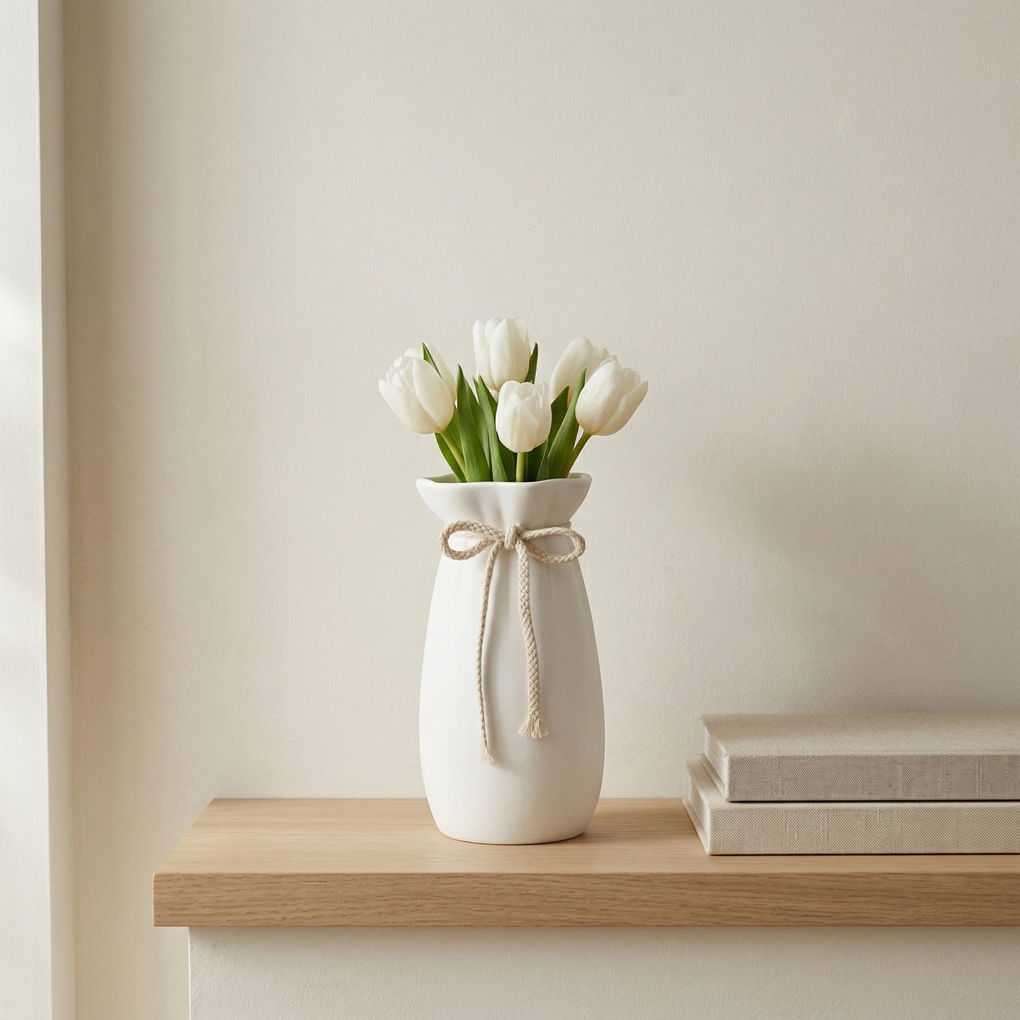 Unique Bargains Modern Plastic Unbreakable Decorative Flower Vase White 4.9" x 4.9" x 9.6"