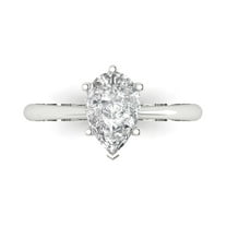 1.5 ct Pear Cut Moissanite Solitaire 18K White Gold Womens Engagement Ring