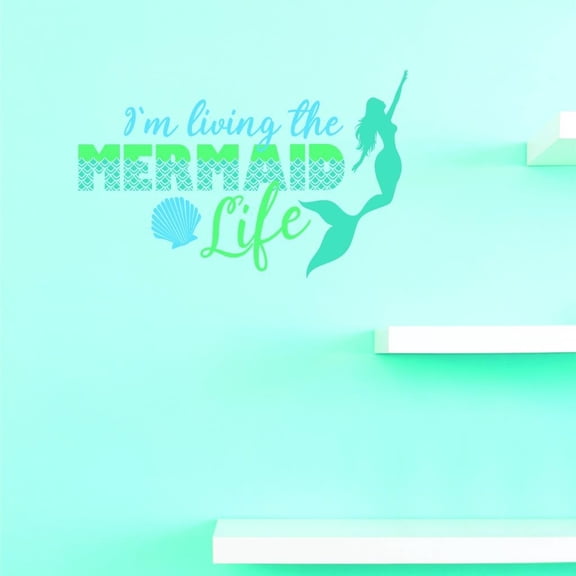 Custom Decals Im Living The Mermaid Life Wall Art Size: 10 X 20 Inches Color: Muti