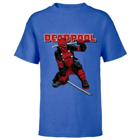 Marvel Deadpool Katana Pose Mercs for Money Comic Cover Art – Short Sleeve T-Shirt for Kids – Customized-Royal