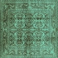 thumbnail image 1 of Ahgly Company Indoor Square Oriental Turquoise Blue Traditional Area Rugs, 7' Square, 1 of 4