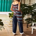 thumbnail image 3 of Women Linen Overalls 4th of July Spaghetti Strap Flag Star 250th year Print Jumpsuit Loose Fit Romper Wide Leg Pants Red 4XL, 3 of 4
