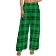 Green Plaid Pants St Paddy's Day Office Wide Leg Pants Women Oversize