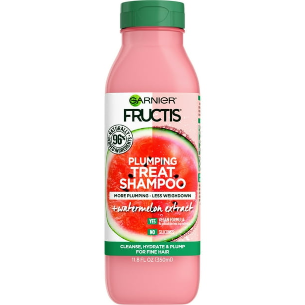 Garnier Fructis Plumping Treat Shampoo, Watermelon, for Fine Hair, 11.8