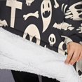 thumbnail image 3 of Oversized Wearable Blanket Hoodie,Dark Halloween Ghosts Skulls and Bats Sherpa Blanket Hoodie with Super Pockets,Super Warm Fuzzy Pullover for Women & Men, 3 of 6