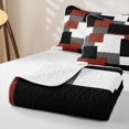 thumbnail image 4 of Castle Fairy Watercolor Offset Square Block Quilt Full 3-Piece,Minimalism Mosaic Full Bedspread Sets,Rust Gray Black,1 Coverlet and 2 Pillowcases, 4 of 7
