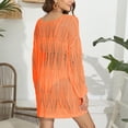 thumbnail image 6 of gakvbuo Summer Beach Cover Up Dress For Women Swimwear Bikini Bathing Suit Coverups Women's Sexy One Line Neckline Hollowed Out Woven Shirt Beach Bikini Cover Up, 6 of 7