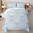 thumbnail image 2 of Homewish Spooky Halloween Skull Bed Spread Queen,Vintage Damask Queen Coverlet Set,Blue,3pcs, 2 of 7