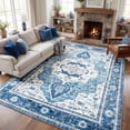 thumbnail image 3 of WANLISELL 8'x10' Washable Area Rugs, Large Living Room Bedroom Rug, Soft Boho Vintage Carpets for Dining Room Home Office Indoor Floor, Non-Slip & Low-Pile, Blue, 3 of 15