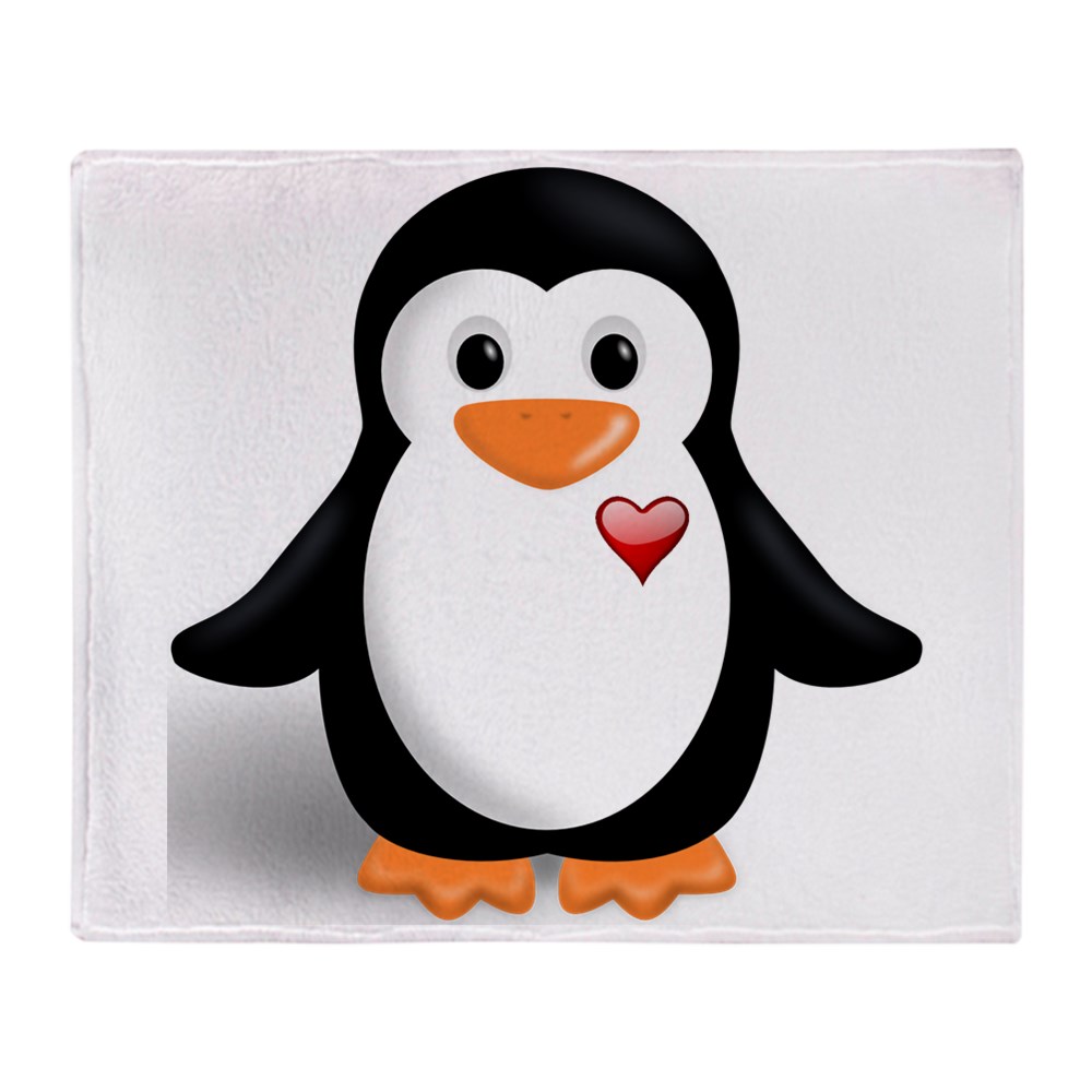 CafePress Penguin With Heart Soft Fleece Throw Blanket, 50"x60