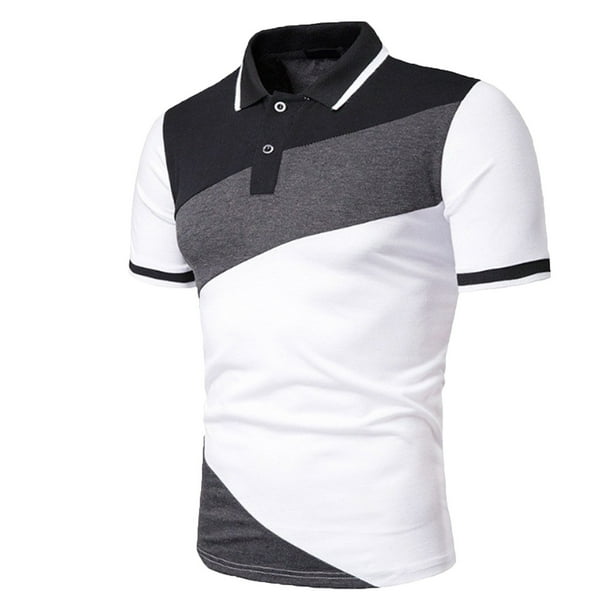 Camiseta de manga corta de negocios con solapa informal a la moda para hombre Pompotops oipoqjl24647