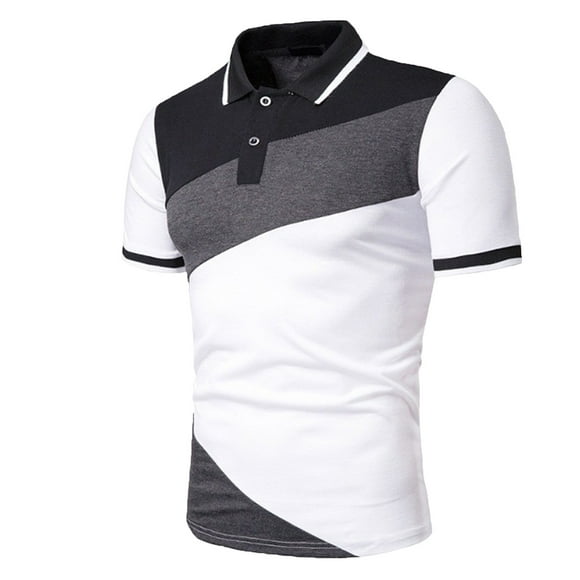 Pisexur Mens Short Sleeve Polo Shirt, Slim Fit Polo Casual Colorblock Midweight Men's Shirts
