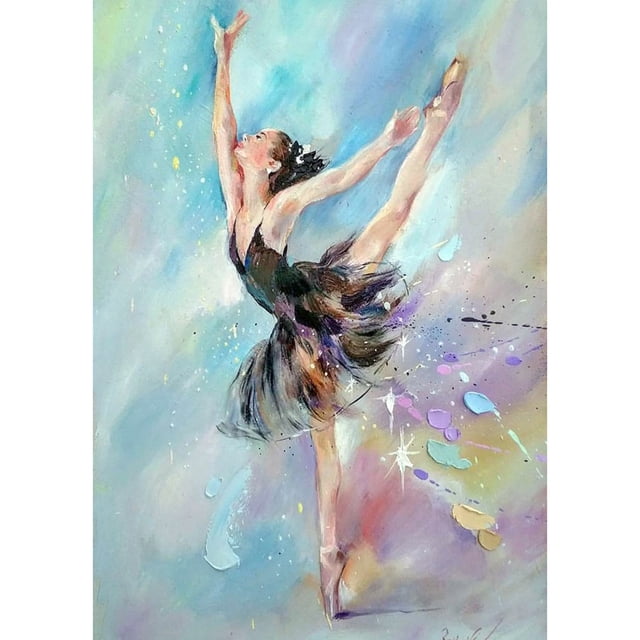 Kit de pintura de diamantes (DE9556) Baile de ballet Cuadro de diamantes de imitación redondo completo (A2109) 20X30cm FLhrweasw Nuevo