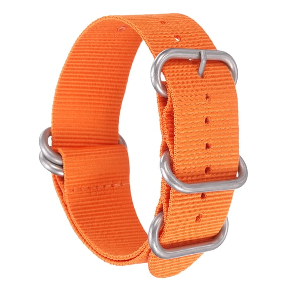 Uxcell Nylon Watch Band 22-29mm Single Pass Watch Straps Replacement Bands for Men Women with Silver Buckle Orange