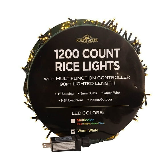 Kurt S. Adler Kurt Adler 1200-Light 98-Foot Warm White LED Rice Light Set