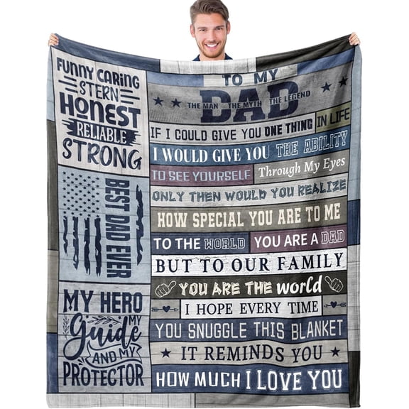 Dad Blanket, Fathers Day Blanket 60"x50", Father''s Day Birthday Gifts for Dad from Son Daughter, Gifts for Dads